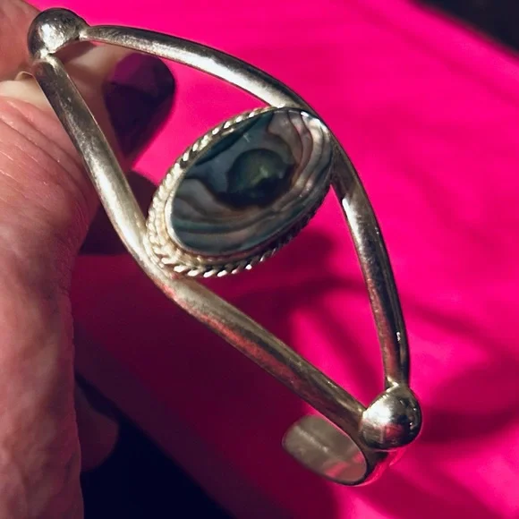 Sterling Silver with Abalone Bracelet & Earrings - Picture 3 of 5